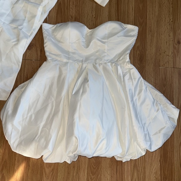 NWT White Strapless Mini Dress With Bow Train Size XL Wedding Bachelorette - Picture 4 of 6